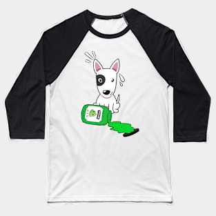 Cute Bull Terrier Spilled Wasabi sauce Baseball T-Shirt